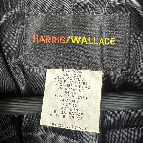 Harris Wallace Jacket Womens 12 Black Wool Blend Full Zip Lined Collared - Picture 4 of 7